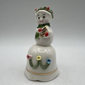 Vintage Christmas Bell Mrs Snowman Porcelain 4" Spaghetti Japan Brinns